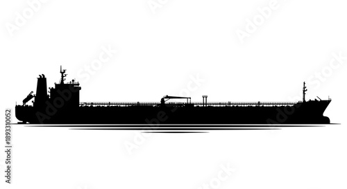 Silhouette of a Large Cargo Ship Sailing on the Water.