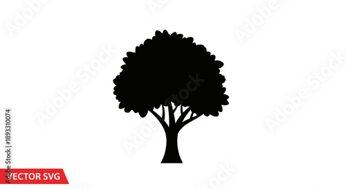 Silhouette of a Lush Green Tree with Dense Foliage.