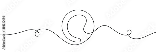 Single line drawing of tennis ball. equipment one continuous line art, tennis ball continuous line. continuous one line drawing tennis ball. sport concept, illustration of tennis ball moving ..