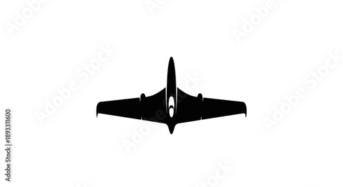 Silhouette of a Sleek Jet Airplane from Above.