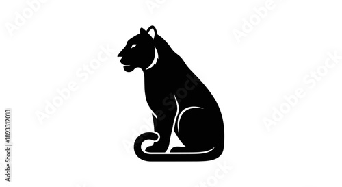Silhouette of a black panther sitting and looking to the side.
