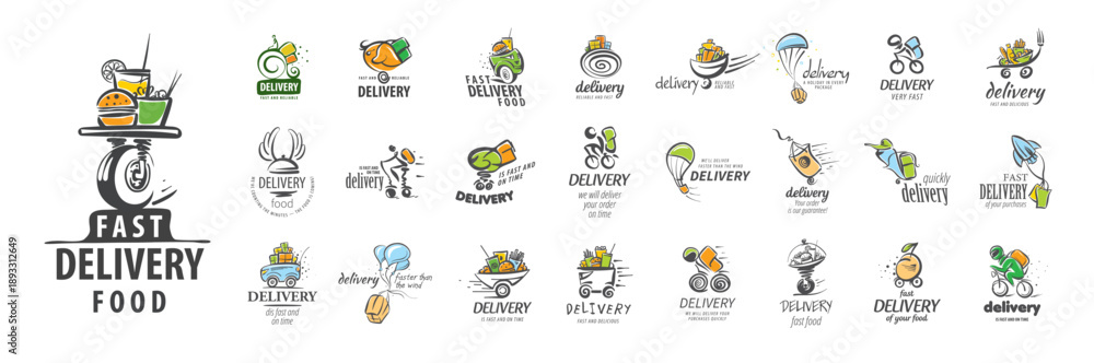 Fototapeta premium Creative Fast Delivery Food Logo Concepts Tailored Specifically for Various Delivery Services