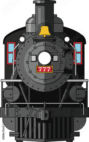Vintage Steam Locomotive Front View