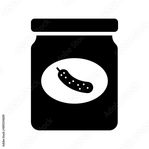 Pickle jar fermented cucumber food solid glyph icon
