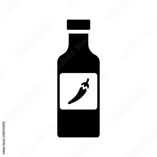 Hot sauce bottle spicy condiment solid glyph icon
