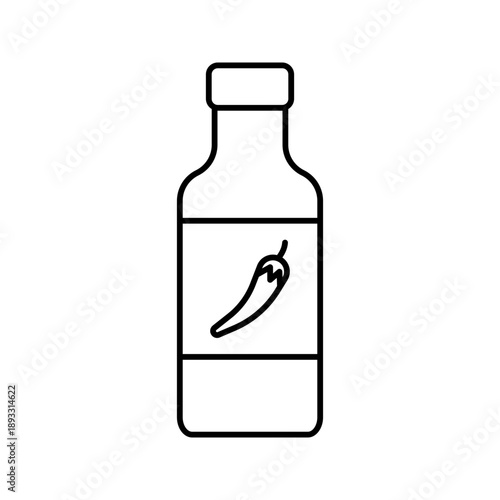 Hot sauce bottle spicy condiment line art icon
