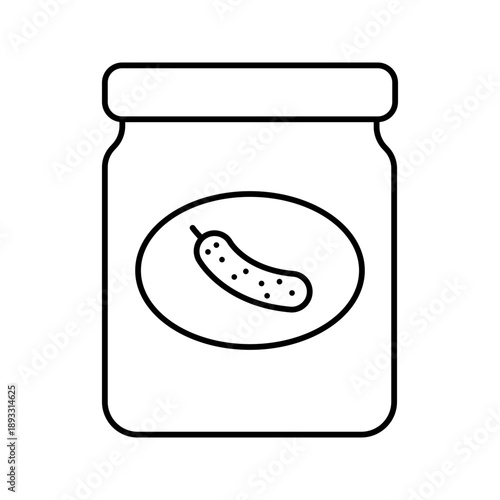 Pickle jar fermented cucumber food line art icon
