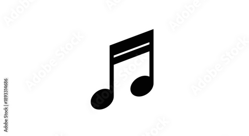 Simple Black Musical Note Icon on White Background.
