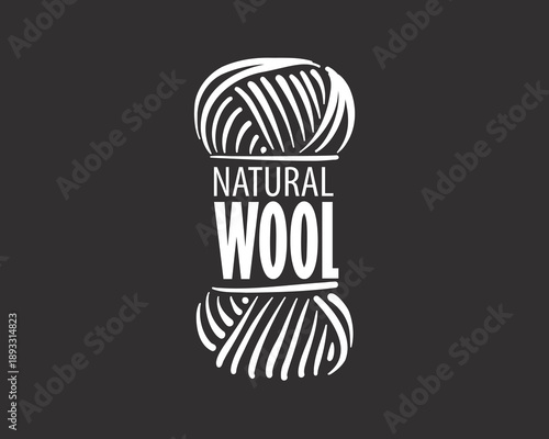 Natural textured yarn with sleek branding style. Vertical yarn sphere showcasing natural texture and elegant monochrome branding for eco fibers