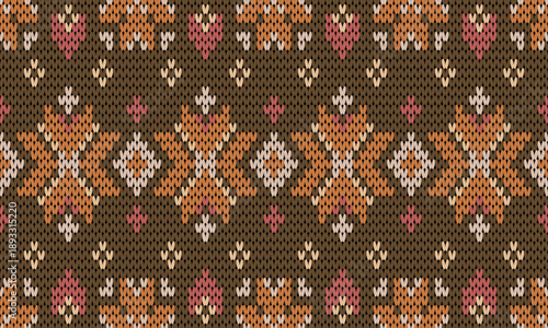 Intricate Folk Art Knitting Pattern in Earthy Tones for Textile and Decor