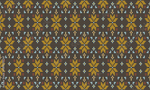 Seamless Ethnic Knitted Pattern with Geometric and Folk-Inspired Motifs