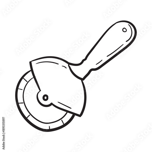 hand drawn pizza cutter doodle illustration
