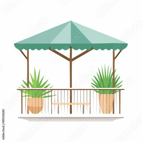 Gazebo with Potted Plants.
