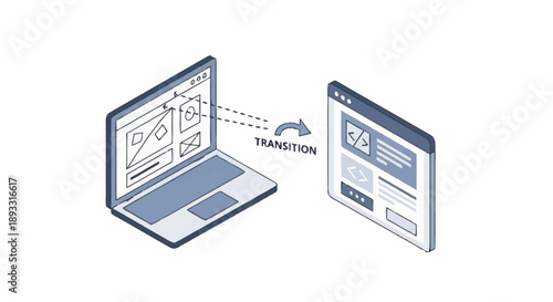 Laptop transitioning to mobile device with responsive design.