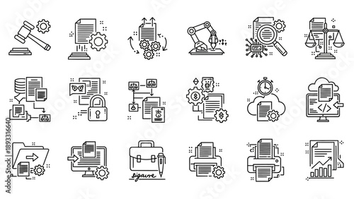 Industrial Machinery Icons Set.