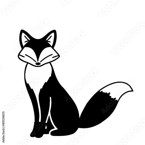 A cute cartoon fox sitting with a sly expression on its face
