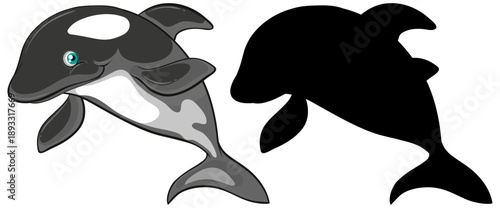 silhouette of  dolphins