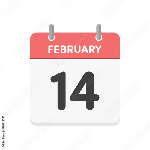 2月14日･FEBRUARY 14th の日めくりカレンダーアイコン -  2/14のシンプルな暦