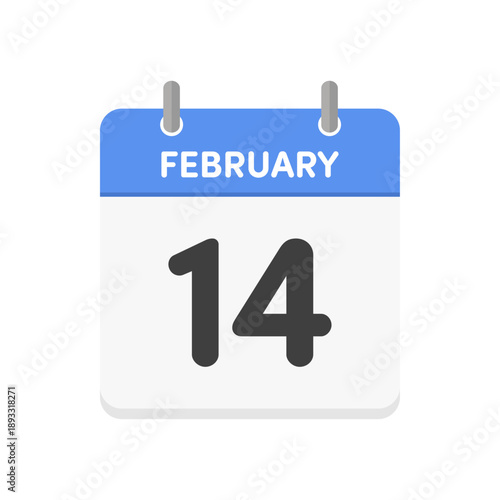 2月14日･FEBRUARY 14th の日めくりカレンダーアイコン -  2/14のシンプルな暦