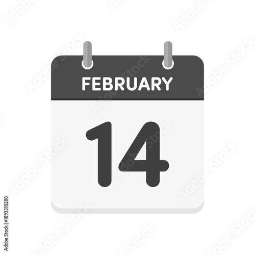 2月14日･FEBRUARY 14th の日めくりカレンダーアイコン -  2/14のシンプルな暦