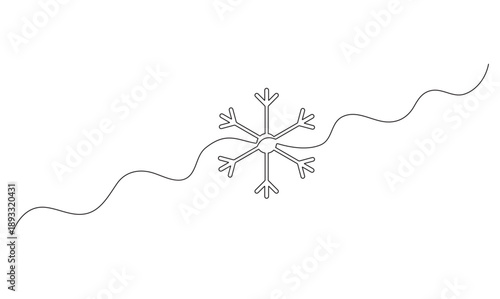 Snowflake crystal rendered in a simple one line sketch design