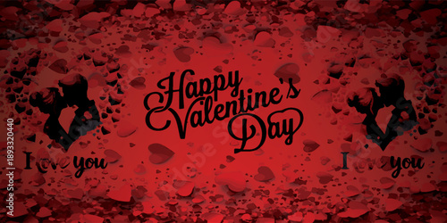 Happy Valentines Day with I Love You message and heart graphics.