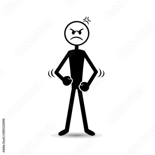 Angry stick figure character with furrowed brow and clenched fists.