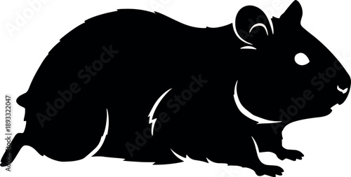 Silhouette of a Black Hamster on White Background for Animal Illustration