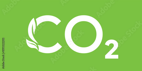 CO2 Logo, Typography green logo. Reducing CO2 emissions to stop climate change sign, Eco-friendly concept.