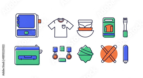 Set of laundry and cleaning icons flat design.