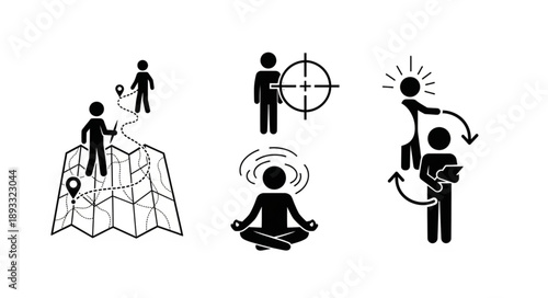 Set of Icons Representing Personal Growth and Development.