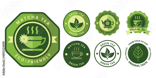 tea badge icon vector for label, stamp and sticker