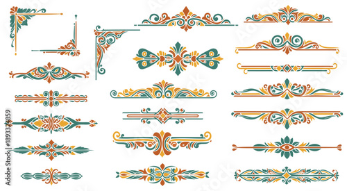 Colorful traditional mehndi henna tattoo designs vector set floral patterns