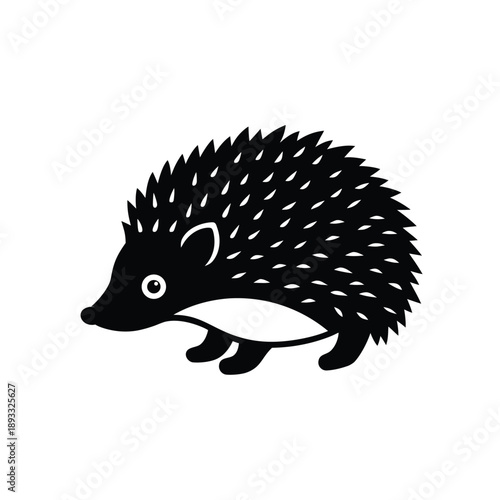 Cute desert hedgehog curled into a ball, spiky mammal in arid landscape, vector illustration