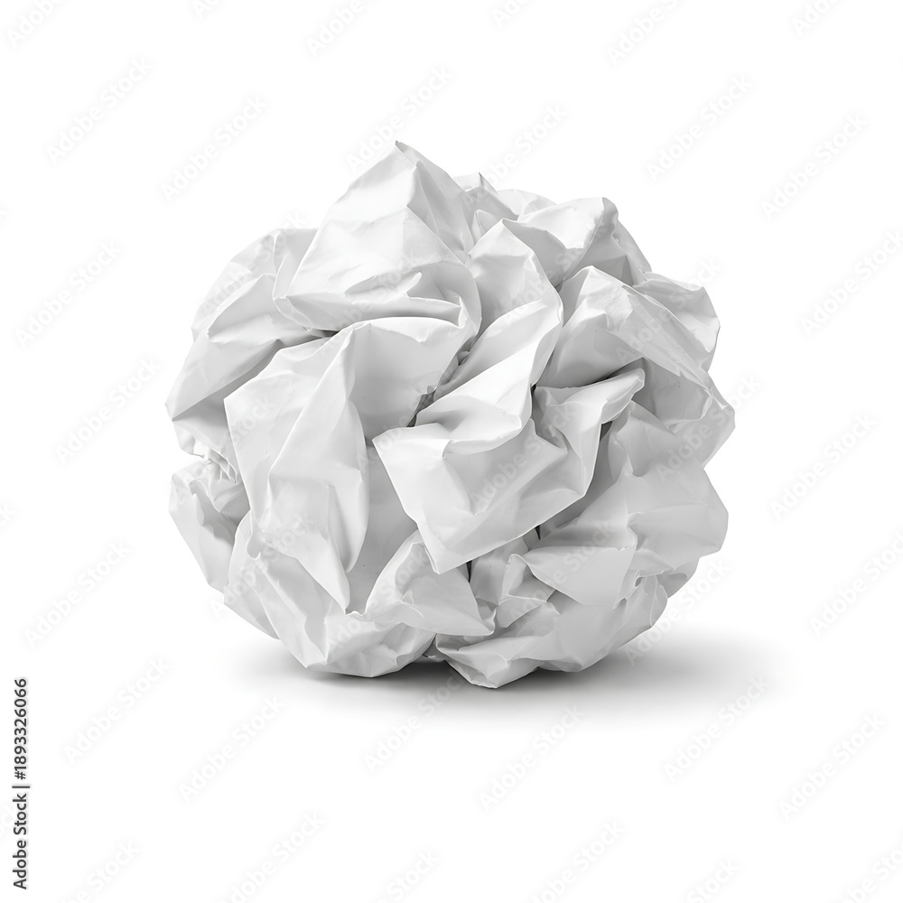 Obraz premium Crumpled Paper Ball – Rejected Idea Concept Isolated