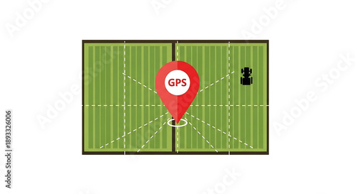American football field with gps tracking location pin on green turf background