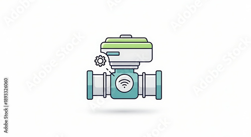 Smart water valve with wi fi connectivity and gear control on white background