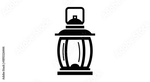Vintage Lantern Icon Black Silhouette Graphic.