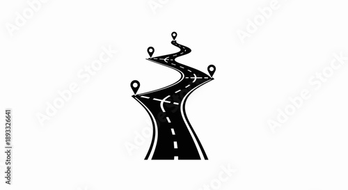 Winding Road with Navigation Pins.
