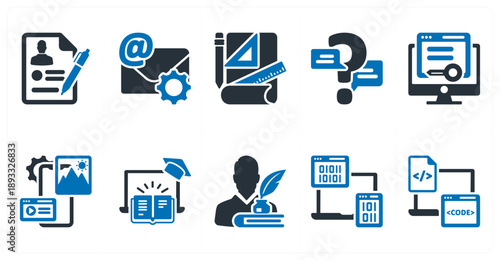 A set of 10 mix icons as articles, email support, project breifing