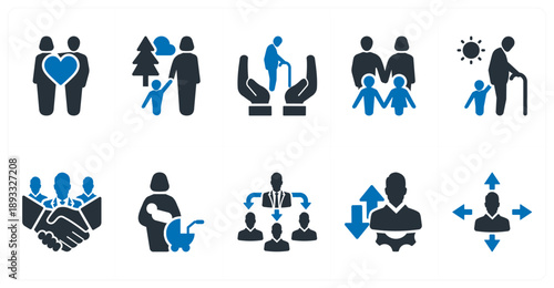 A set of 10 mix icons as family, child, retirement
