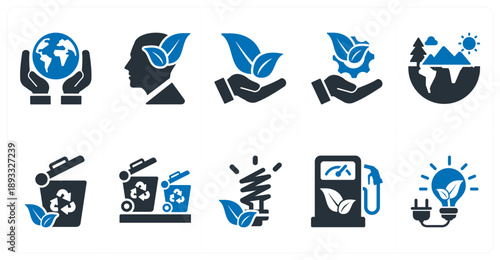 A set of 10 mix icons as save planet, think green, natural product