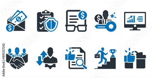 A set of 10 mix icons as salary, health insurance, retirement plan