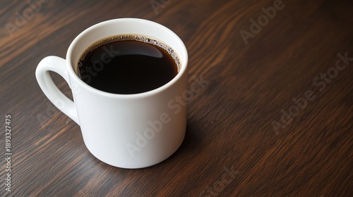 americano. Coffee mug on a dark wooden table in warm morning light. bar promotions, beverage menus, designed for product packaging and bar promotions, enhances appetite appeal.