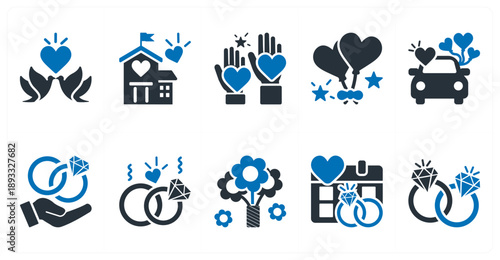 A set of 10 mix icons as dove, volunteer center, volunteering