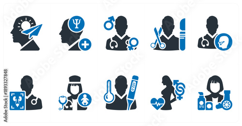 A set of 10 mix icons as freedom of thought, psychologist, venereologist