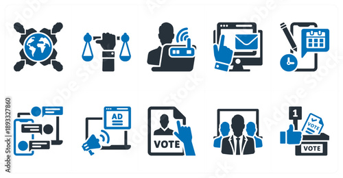 A set of 10 mix icons as tolerance, right to be fair trial