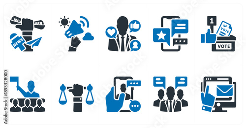 A set of 10 mix icons as freedom of press, freedom of speech