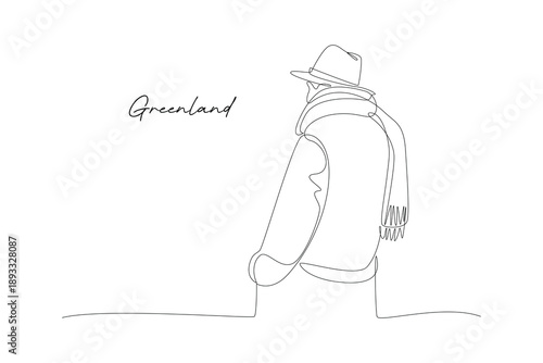 typical Greenlandic clothes. All about greenland Concept. Single line draw design Video 4k. Footage graphic illustration