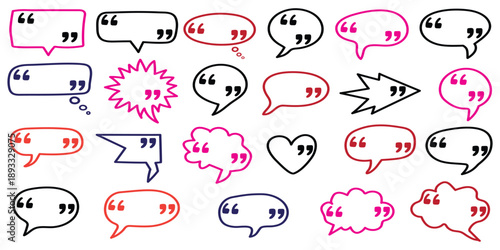 Colorful speech bubbles with numbers and symbols for communication, business, and social media concepts isolated on white background